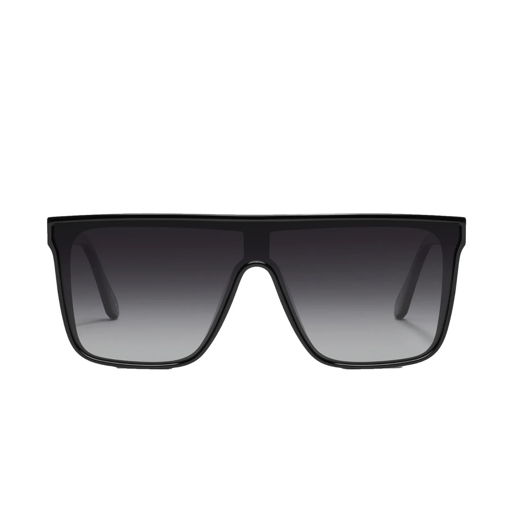 Quay Nightfall Women's Flat Top Shield Sunglasses Black Frame Smoke Lens